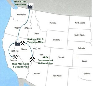 Blue Moon to Acquire the Apex Germanium and Gallium Mine from Teck to Advance US Critical Mineral Projects to Secure North American Supply